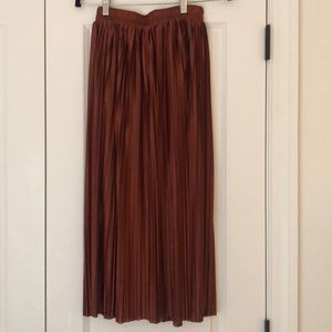Pleated Silk Skirt - Burnt Orange